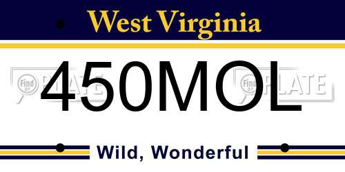 450MOL West Virginia License Plate
