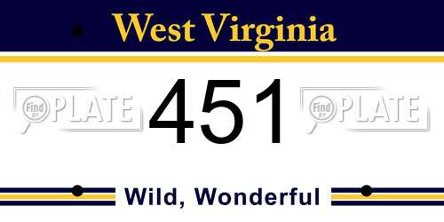 451 West Virginia License Plate