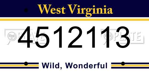 4512113 West Virginia License Plate
