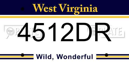 4512DR West Virginia License Plate