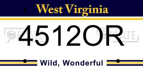 4512OR West Virginia License Plate