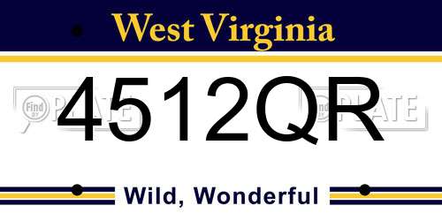 4512QR West Virginia License Plate