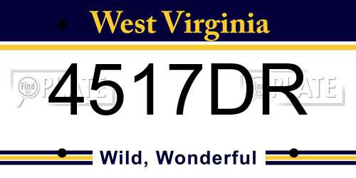 4517DR West Virginia License Plate