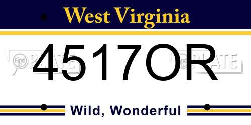 4517OR West Virginia License Plate