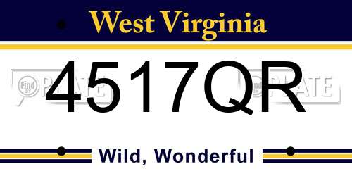 4517QR West Virginia License Plate