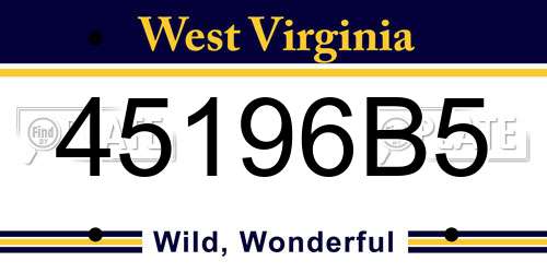 45196B5 West Virginia License Plate