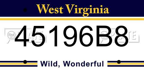 45196B8 West Virginia License Plate