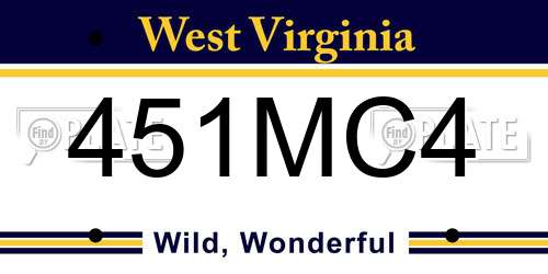 451MC4 West Virginia License Plate