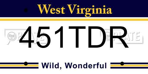 451TDR West Virginia License Plate