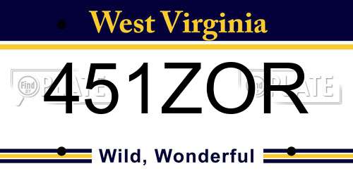 451ZOR West Virginia License Plate