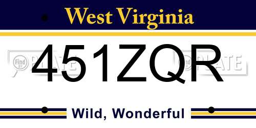 451ZQR West Virginia License Plate