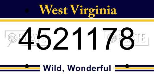 4521178 West Virginia License Plate