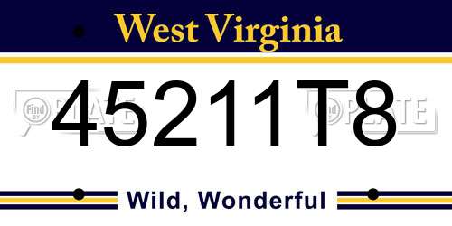 45211T8 West Virginia License Plate