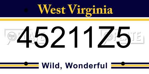 45211Z5 West Virginia License Plate