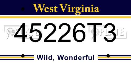 45226T3 West Virginia License Plate
