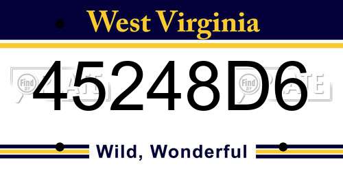 45248D6 West Virginia License Plate
