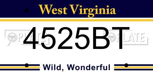 4525BT West Virginia License Plate