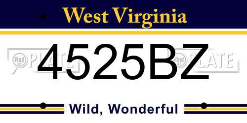 4525BZ West Virginia License Plate
