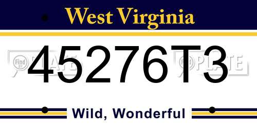 45276T3 West Virginia License Plate