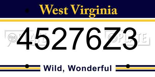 45276Z3 West Virginia License Plate