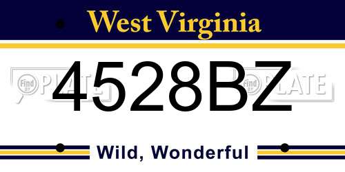 4528BZ West Virginia License Plate