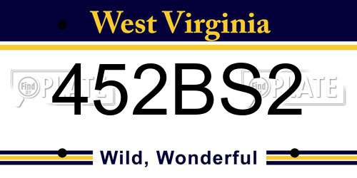 452BS2 West Virginia License Plate