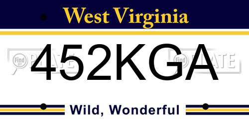 452KGA West Virginia License Plate