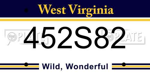 452S82 West Virginia License Plate