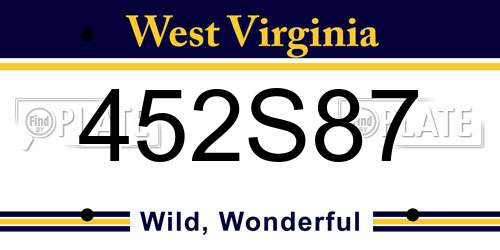 452S87 West Virginia License Plate