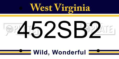 452SB2 West Virginia License Plate