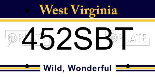 452SBT West Virginia License Plate