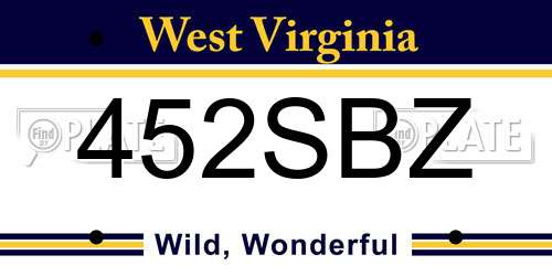 452SBZ West Virginia License Plate