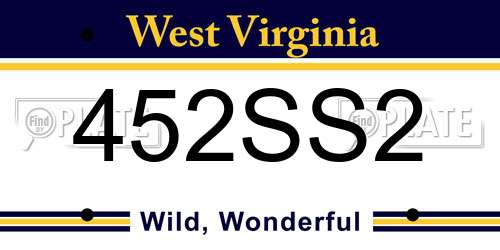 452SS2 West Virginia License Plate