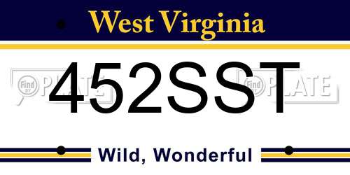 452SST West Virginia License Plate