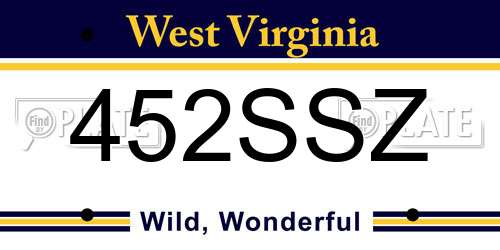 452SSZ West Virginia License Plate