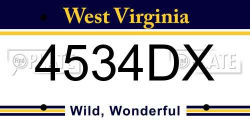4534DX West Virginia License Plate
