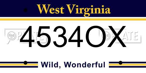 4534OX West Virginia License Plate