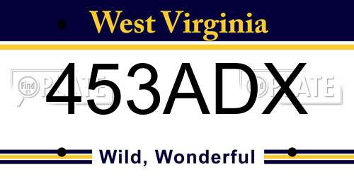 453ADX West Virginia License Plate