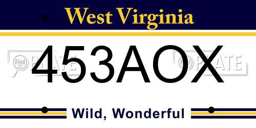 453AOX West Virginia License Plate
