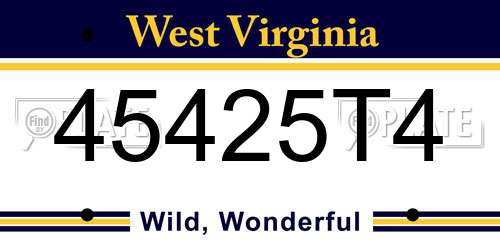 45425T4 West Virginia License Plate