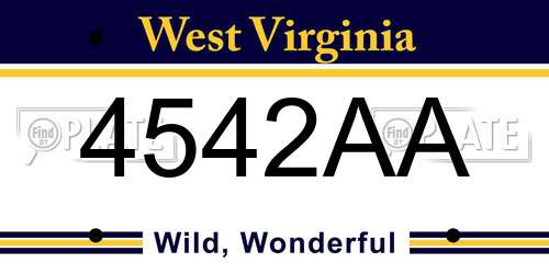4542AA West Virginia License Plate