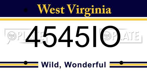 4545IO West Virginia License Plate