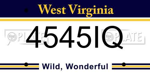 4545IQ West Virginia License Plate