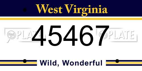 45467 West Virginia License Plate