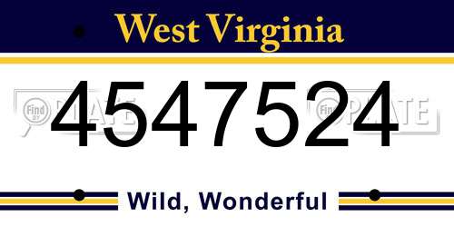 4547524 West Virginia License Plate