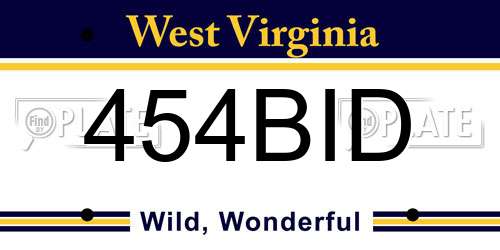 454BID West Virginia License Plate