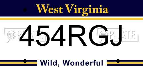 454RGJ West Virginia License Plate