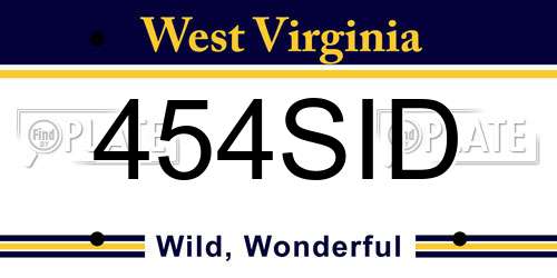 454SID West Virginia License Plate