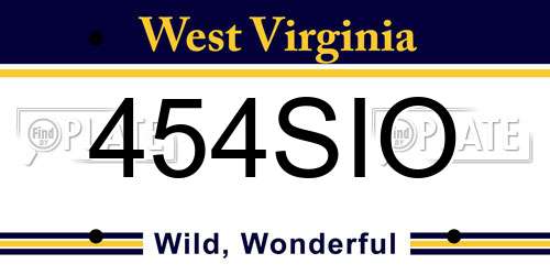 454SIO West Virginia License Plate