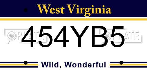 454YB5 West Virginia License Plate
